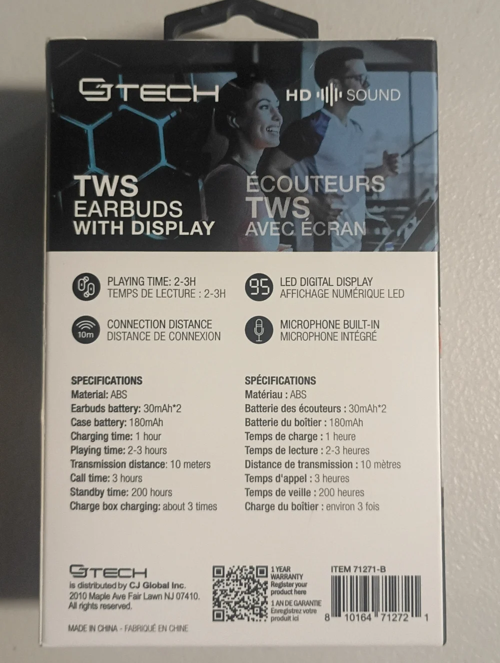 GTECH TWS Earbuds with Display - White and Blue